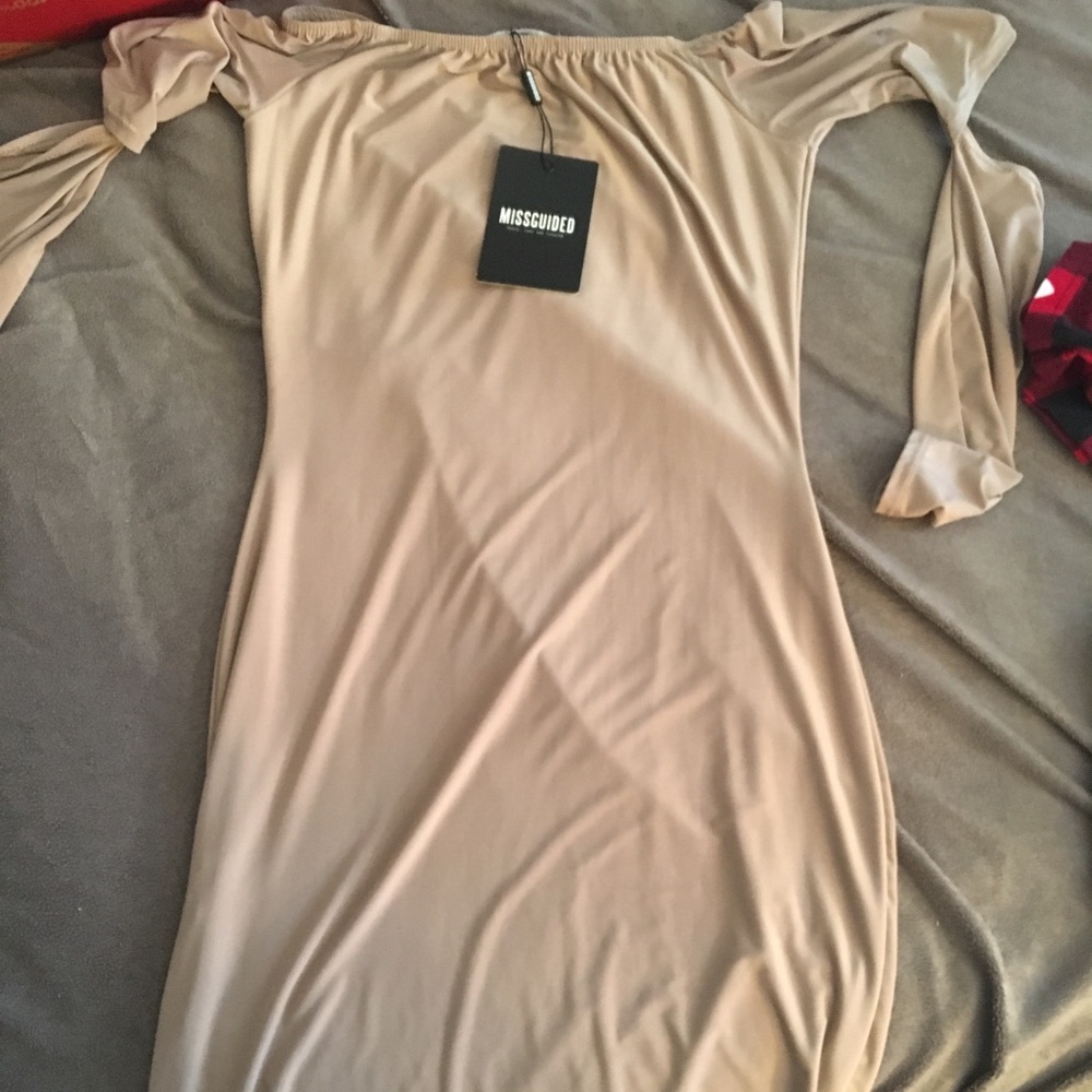 fitted tan body con dress!